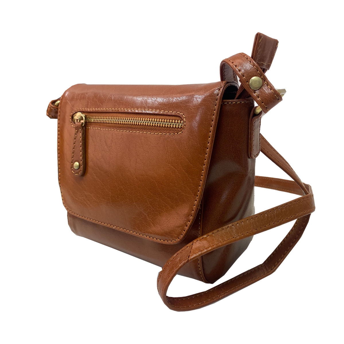 HDK757-CG Cecil Square Flap Crossbody Bag, Cognac -  Hadaki