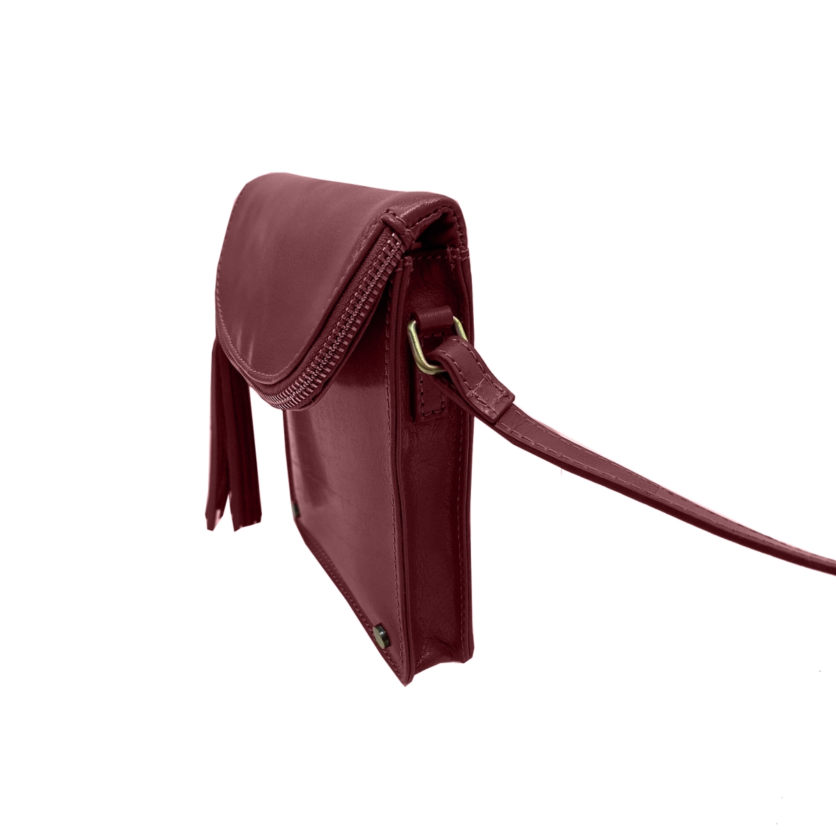 HDK759-BD Mobile Leather Crossbody Bag, Burgundy -  Hadaki