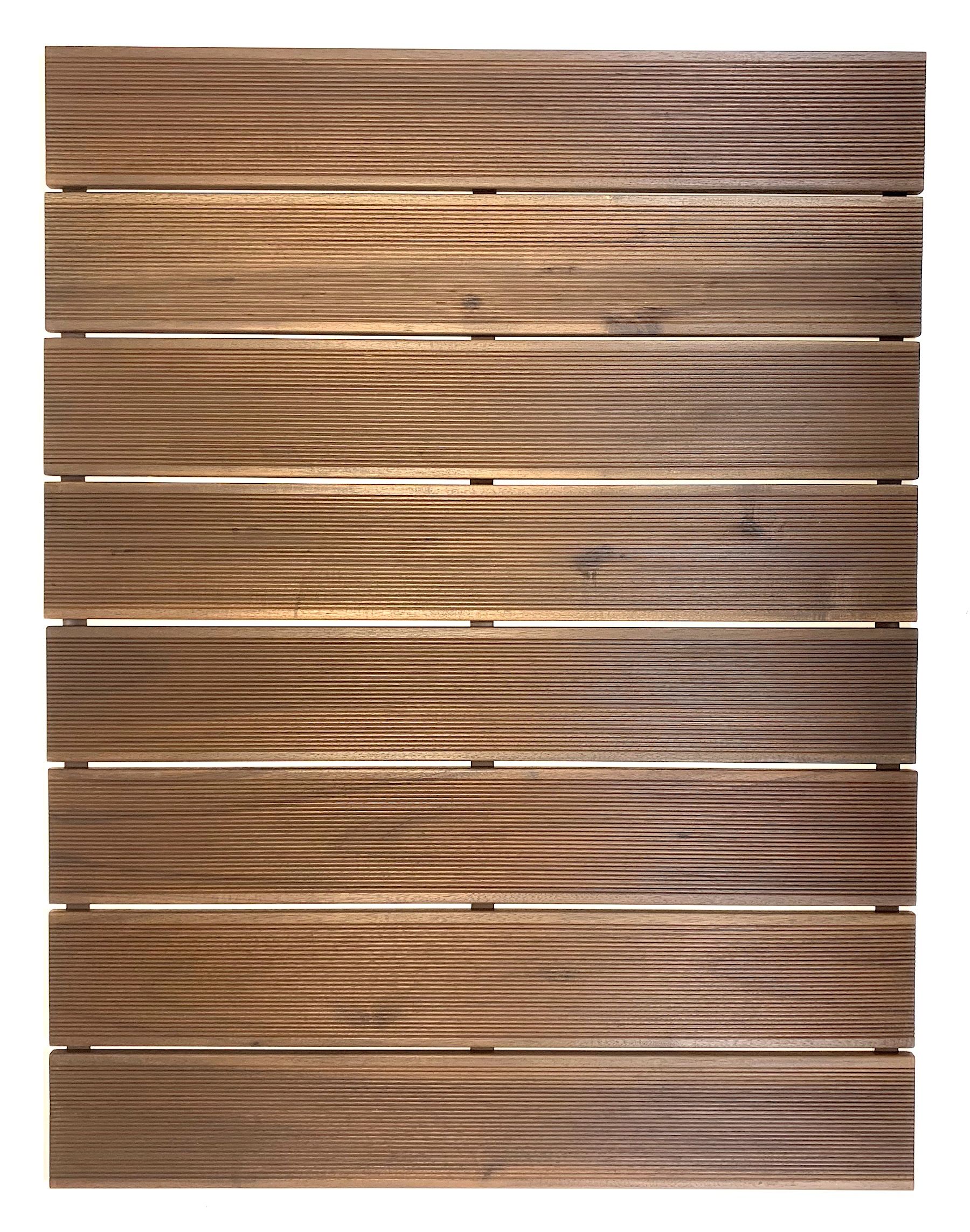 Bathroom Mat 42 in. x 32 in. Non-Slip Thermo-Treated Wood Deck Tile in Brown (1-Each)