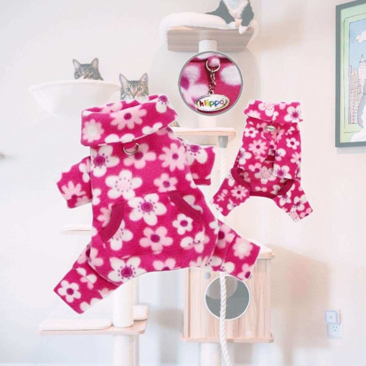 Picture of Klippo Pet KBD054MZ Full Blossom Fleece Turtleneck Pajamas & Bodysuit - Medium