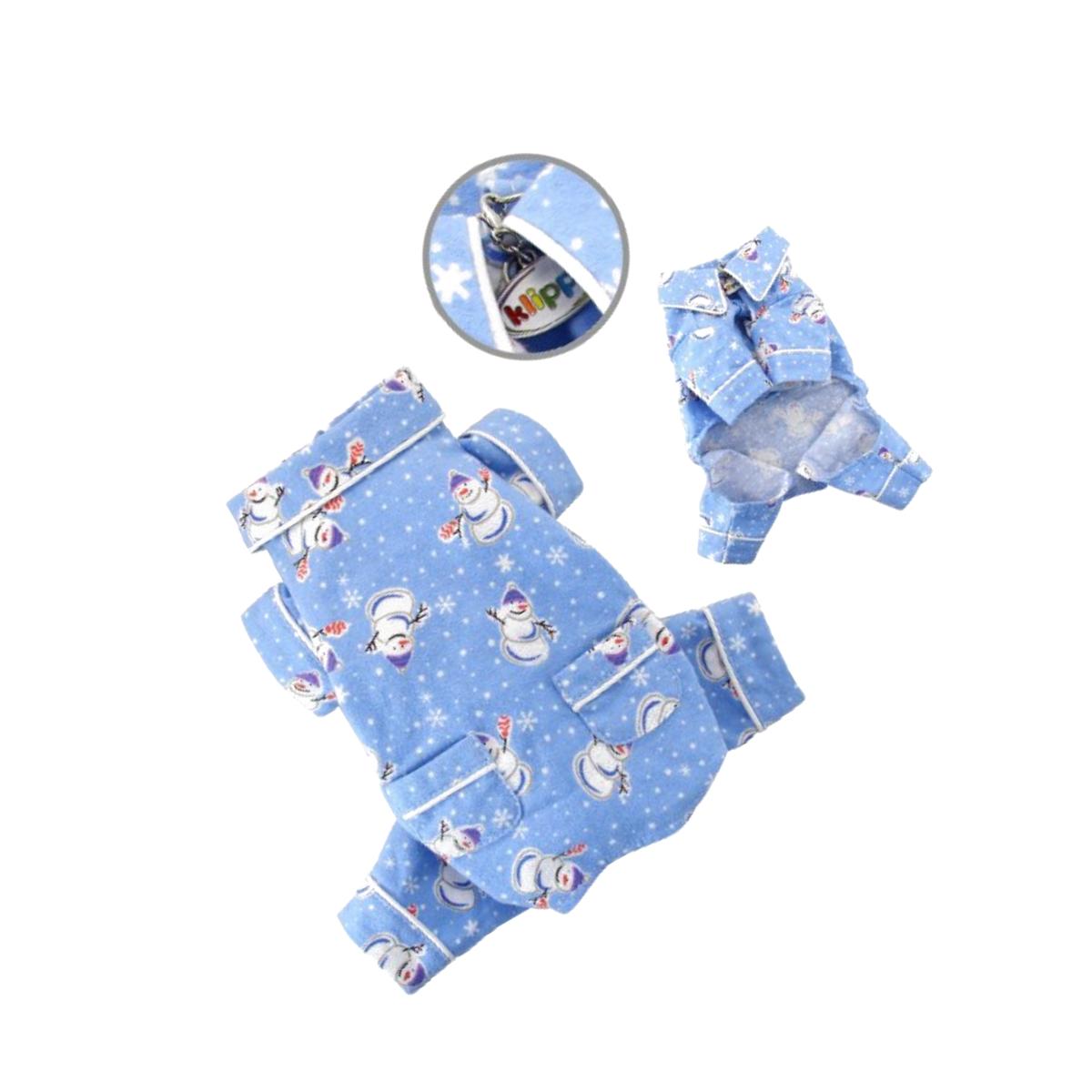 Picture of Klippo Pet KBD061XL Snowman & Snowflake Flannel Pajamas With 2 Pockets - Extra Large