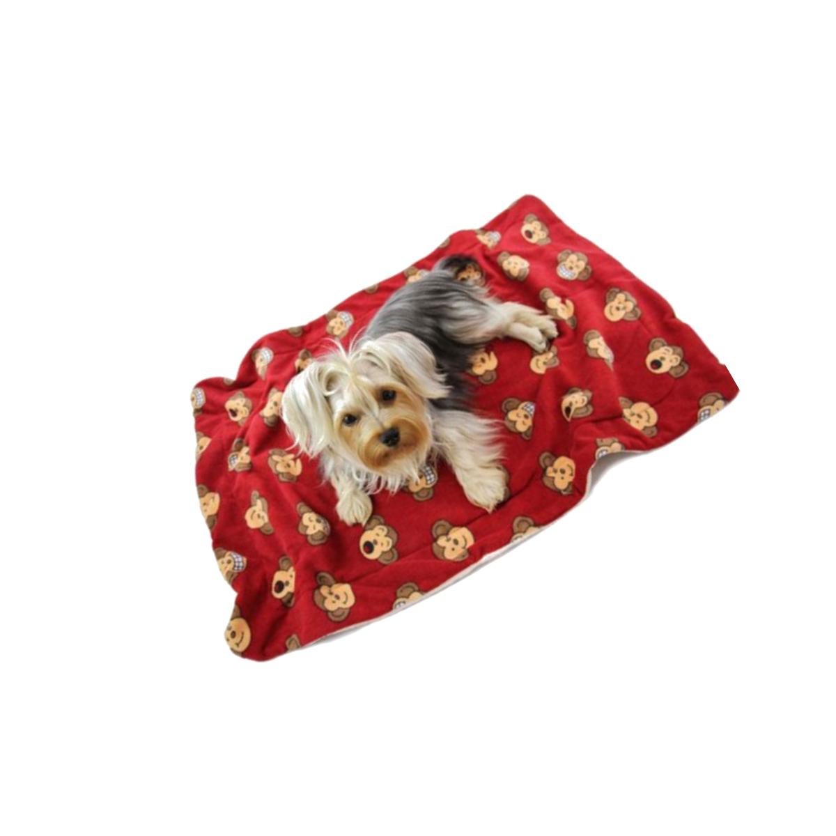 Picture of Klippo Pet KBLNK054 Silly Monkey Ultra-Plush Blanket- Burgundy - One Size