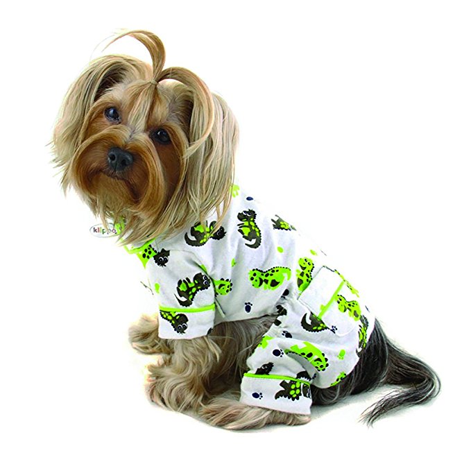 Picture of Klippo Pet KBD074XS Playful Dinosaur Flannel Pajamas - Extra Small