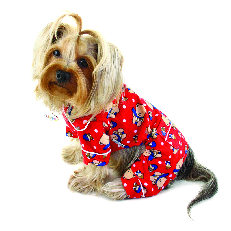 Picture of Klippo Pet KBD075XS Winter Teddy Bear Flannel Pajamas - Extra Small
