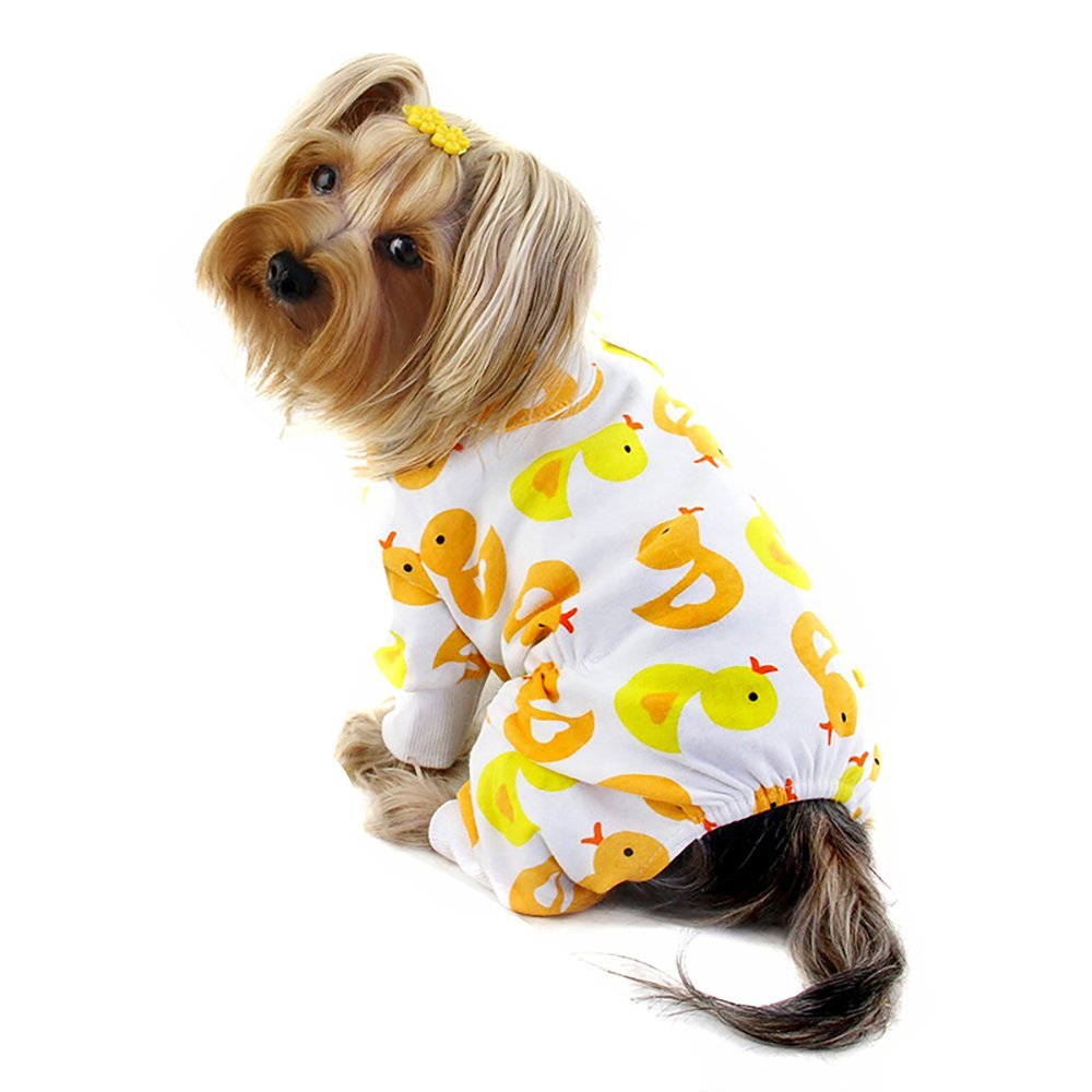 Picture of Klippo Pet KBD076XS Ducky Knit Cotton Pajamas&#44; Yellow - Extra Small