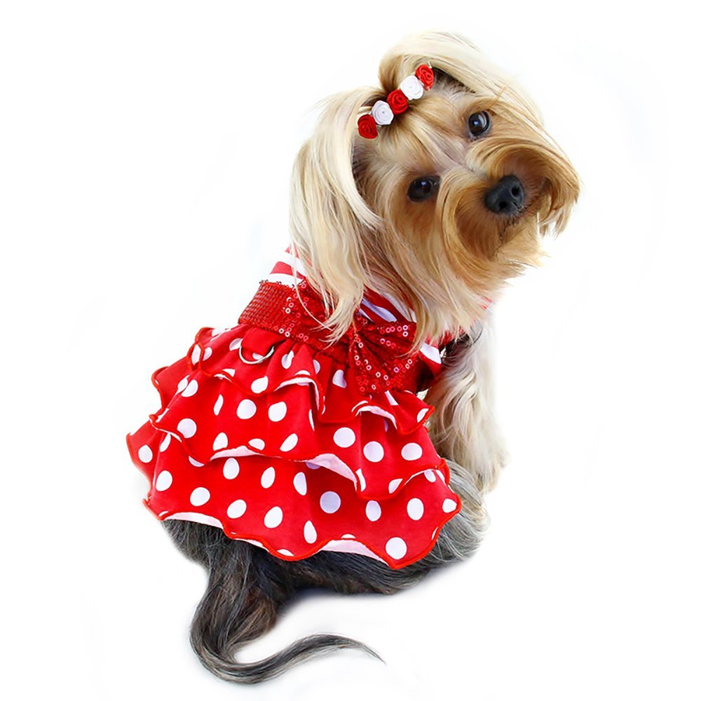 Picture of Klippo Pet KDR062XS Sparkling Bow Ruffle Layered Dress - Extra Small