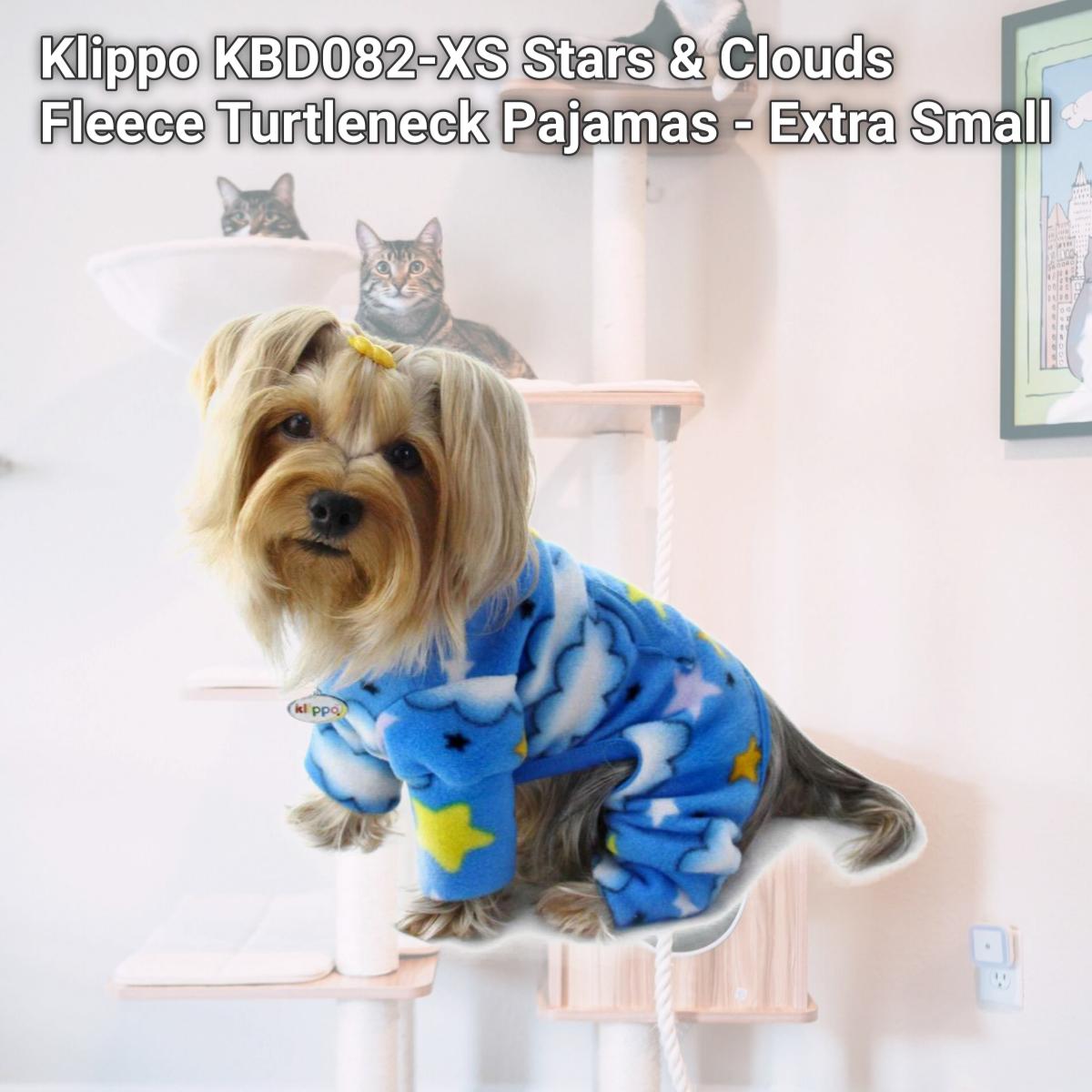 Picture of Klippo KBD082-XS Stars & Clouds Fleece Turtleneck Pajamas - Extra Small