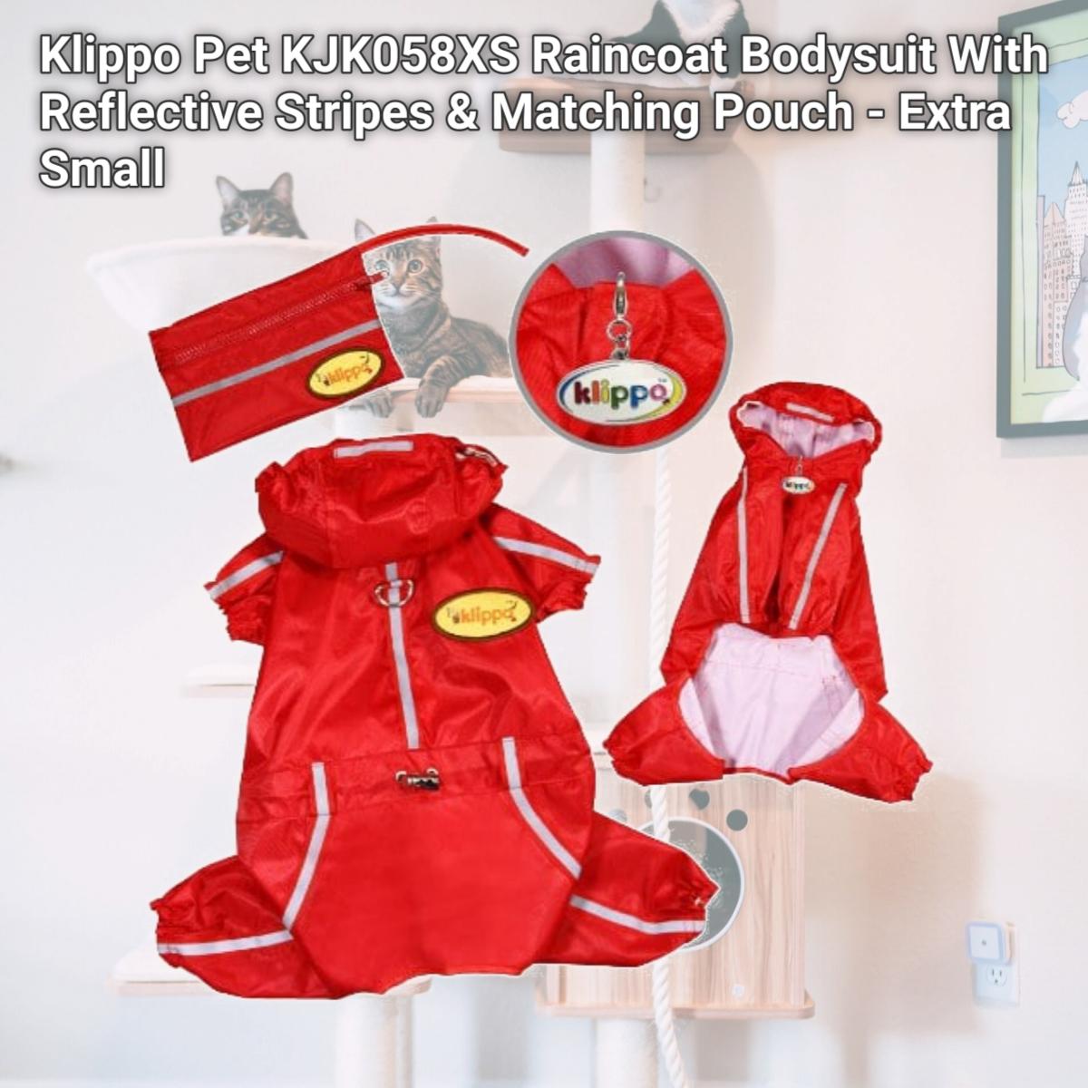 Picture of Klippo Pet KJK058XS Raincoat Bodysuit With Reflective Stripes & Matching Pouch - Extra Small
