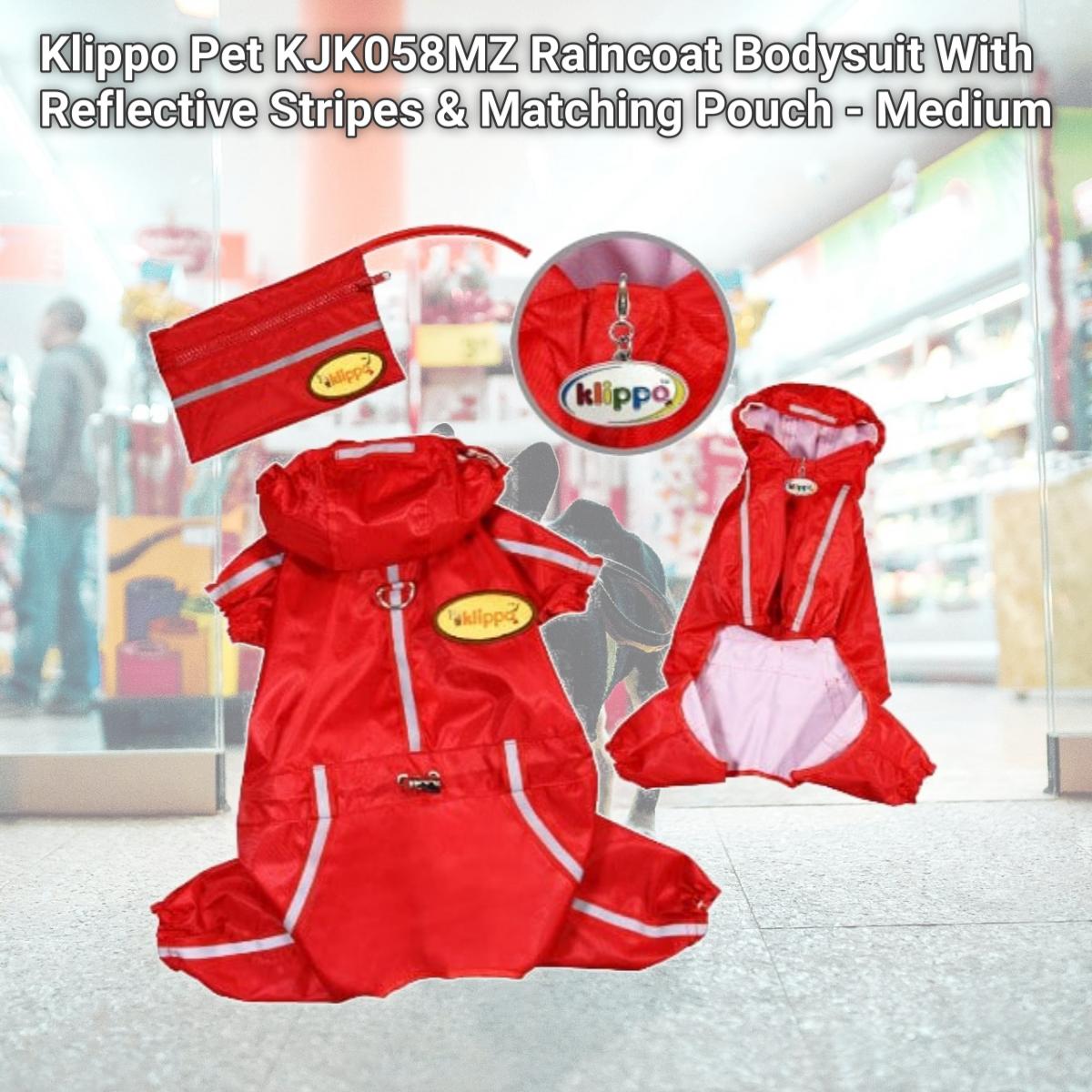 Picture of Klippo Pet KJK058MZ Raincoat Bodysuit With Reflective Stripes & Matching Pouch - Medium