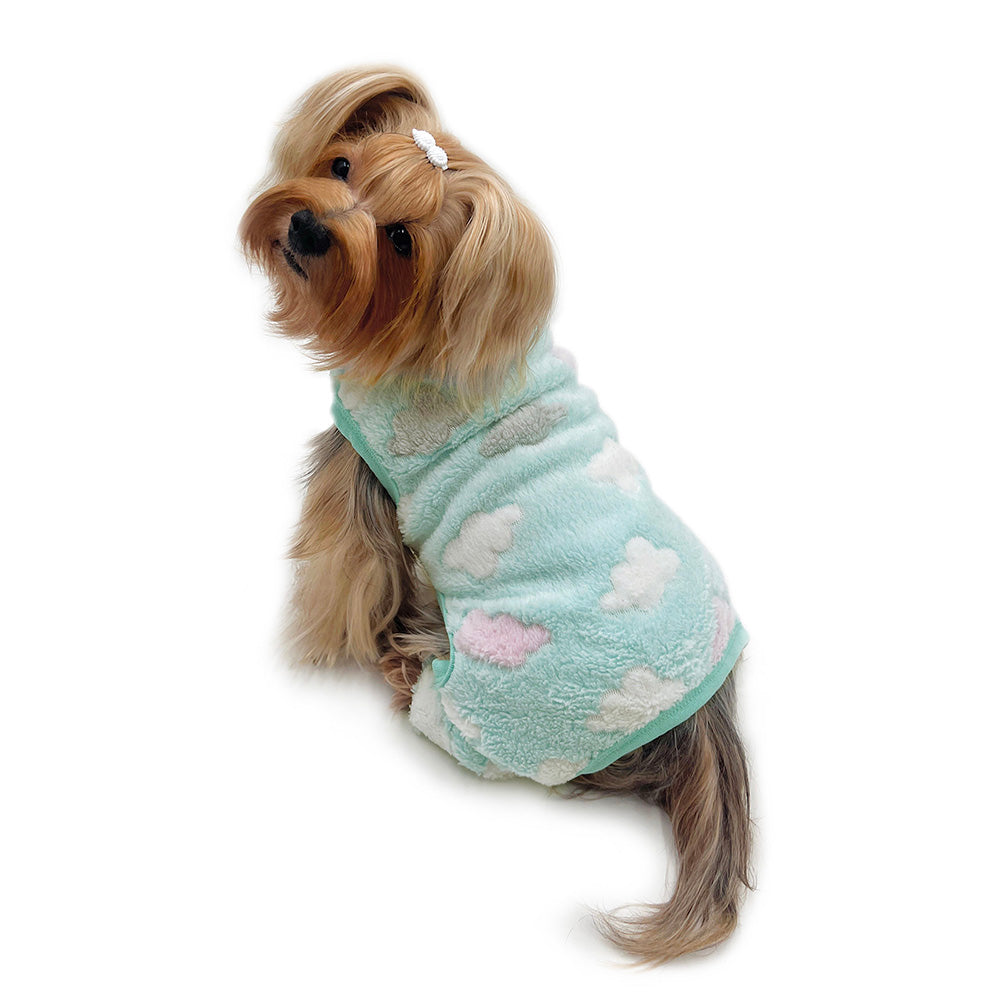 Picture of Klippo KBD096XS Ultra Plush Fluffy Clouds Front Sleeveless Pajamas, Blue - Extra Small