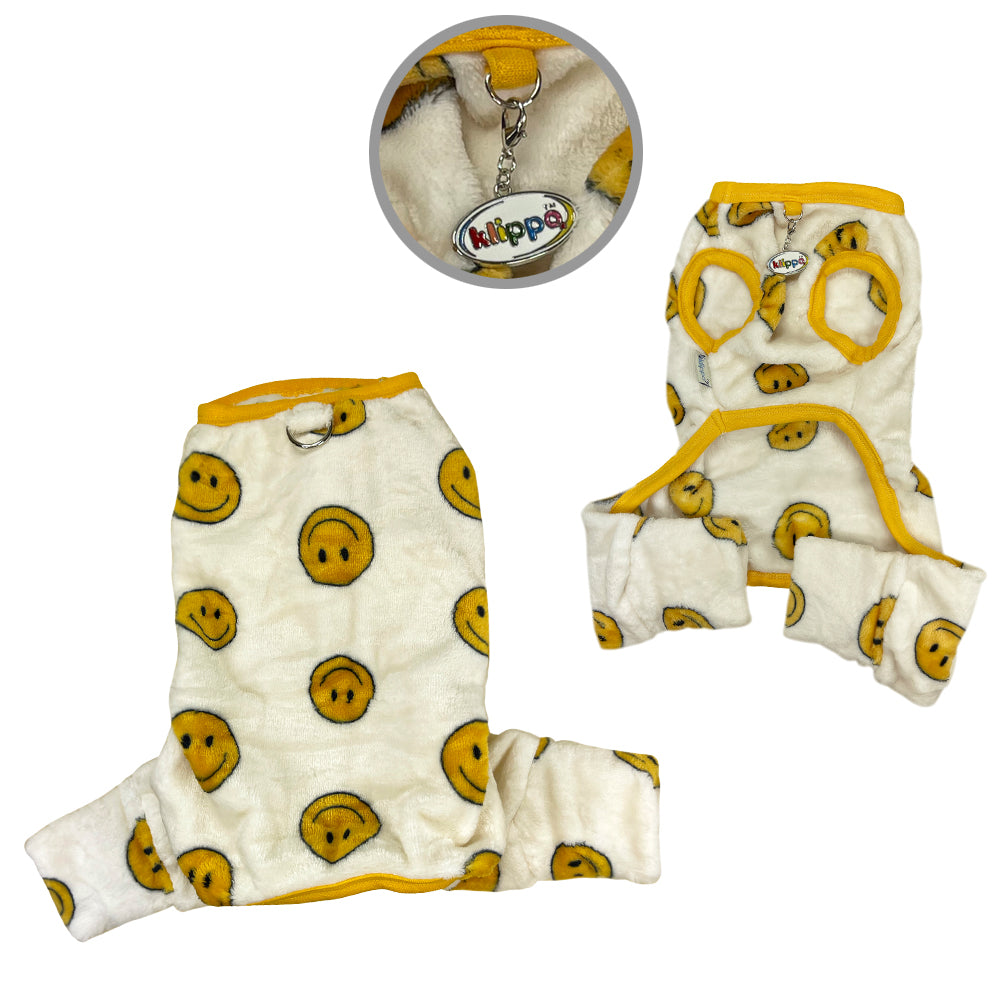 Picture of Klippo KBD101M Ultra Plush Happy Face Front Sleeveless Pajamas, Yellow - Medium