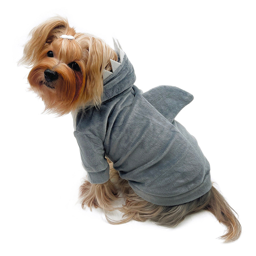 Picture of Klippo KTP045M Ultra Plush Shark Hoodie with Fin & Teeth&#44; Gray - Medium