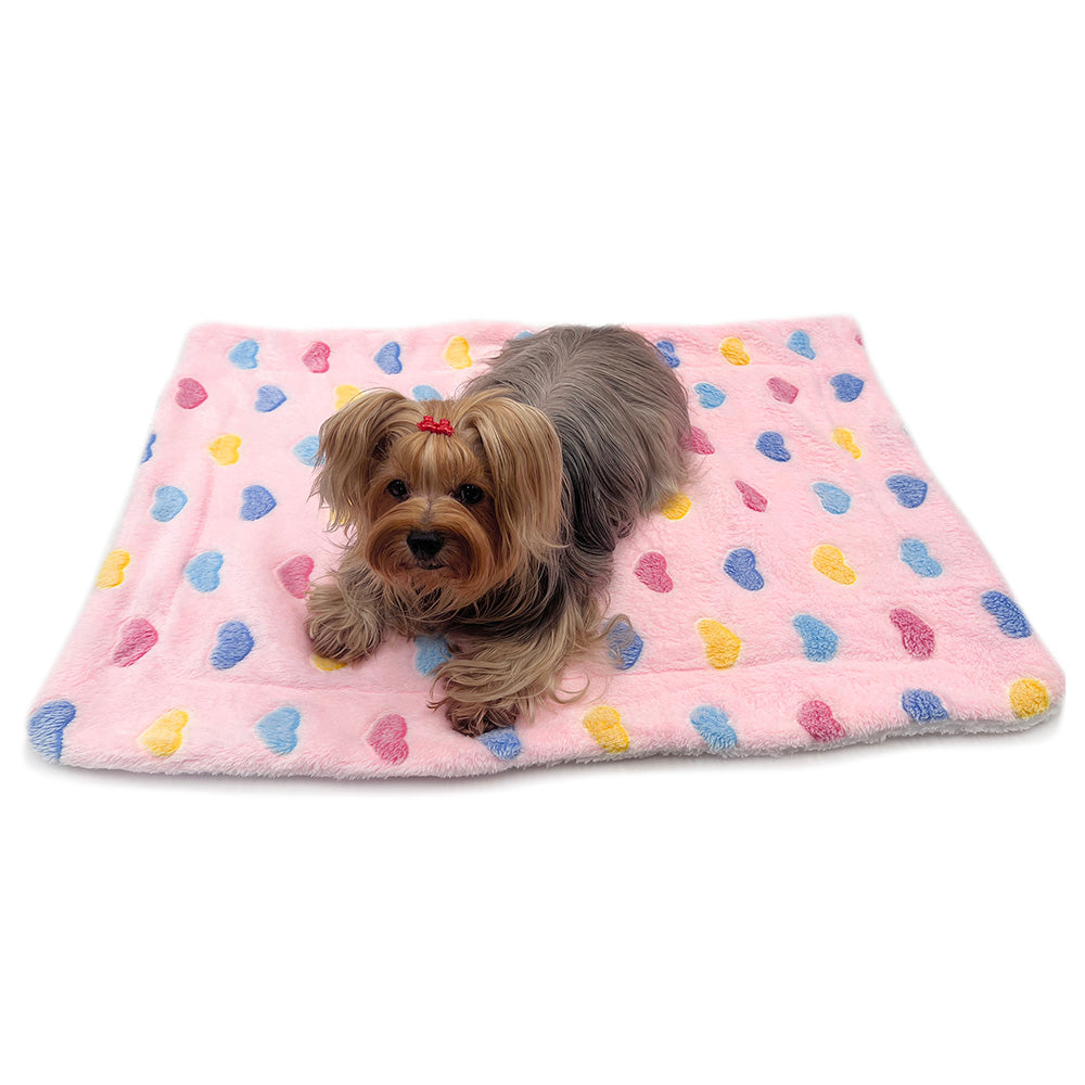 Picture of Klippo KBLNK077S Ultra Plush Colorful Hearts Blanket, Pink - Small