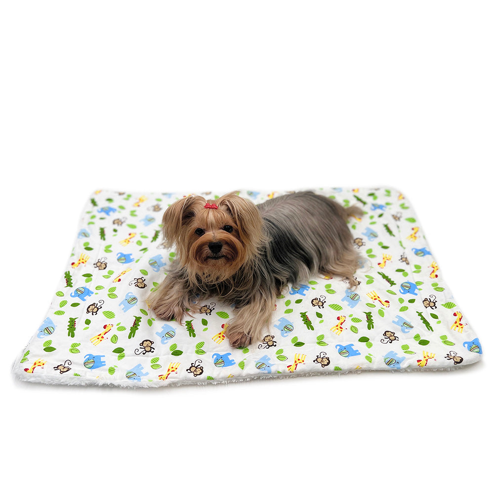 Picture of Klippo KBLNK082S Zoo Animals Flannel & Plush Blanket&#44; White & Green - Small