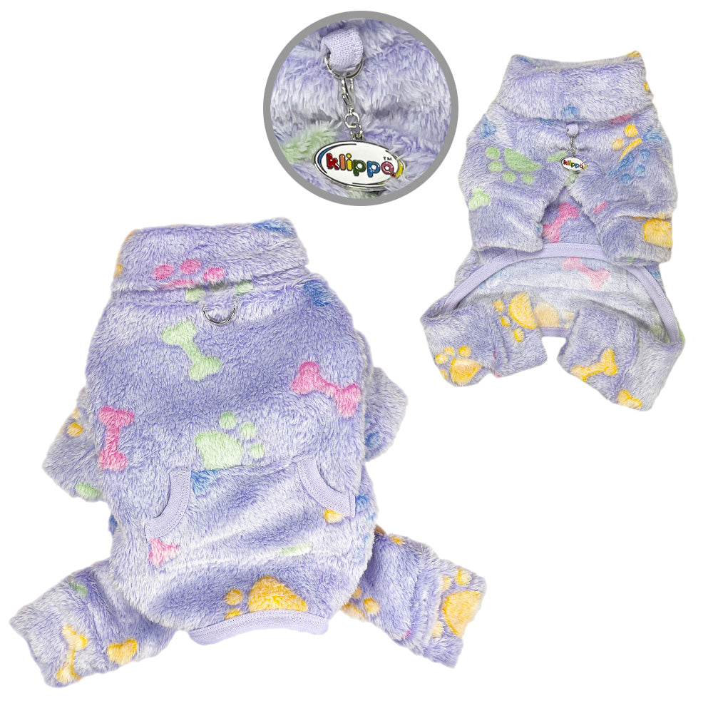 Picture of Klippo KBD095XL Ultra Plush Colorful Bones & Paws Turtleneck Pajamas&#44; Purple - Extra Large