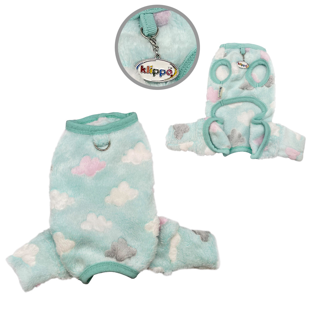 Picture of Klippo KBD096L Ultra Plush Fluffy Clouds Front Sleeveless Pajamas, Blue - Large