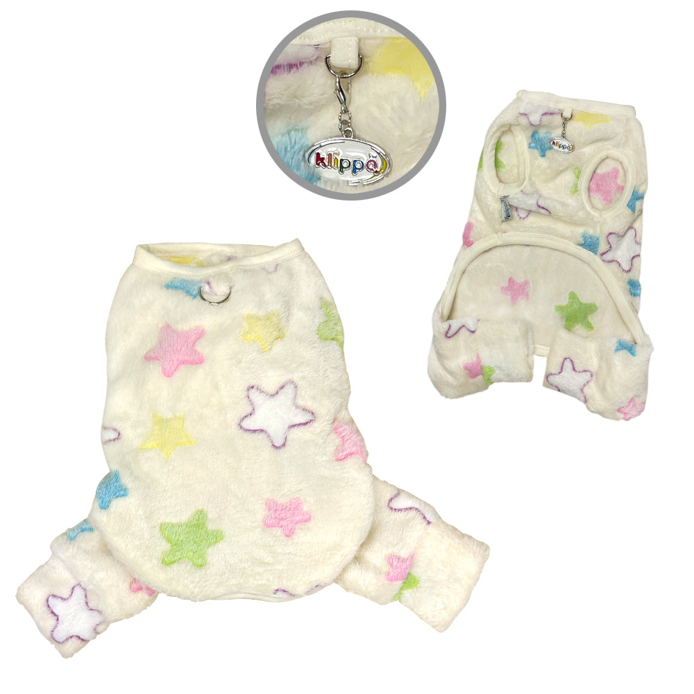Picture of Klippo KBD097S Ultra Plush Colorful Stars Front Sleeveless Pajamas, Yellow - Small