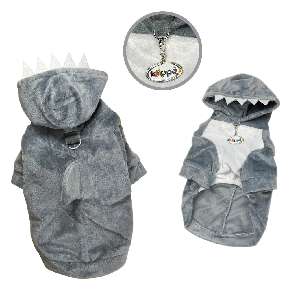 Picture of Klippo KTP045S Ultra Plush Shark Hoodie with Fin & Teeth&#44; Gray - Small