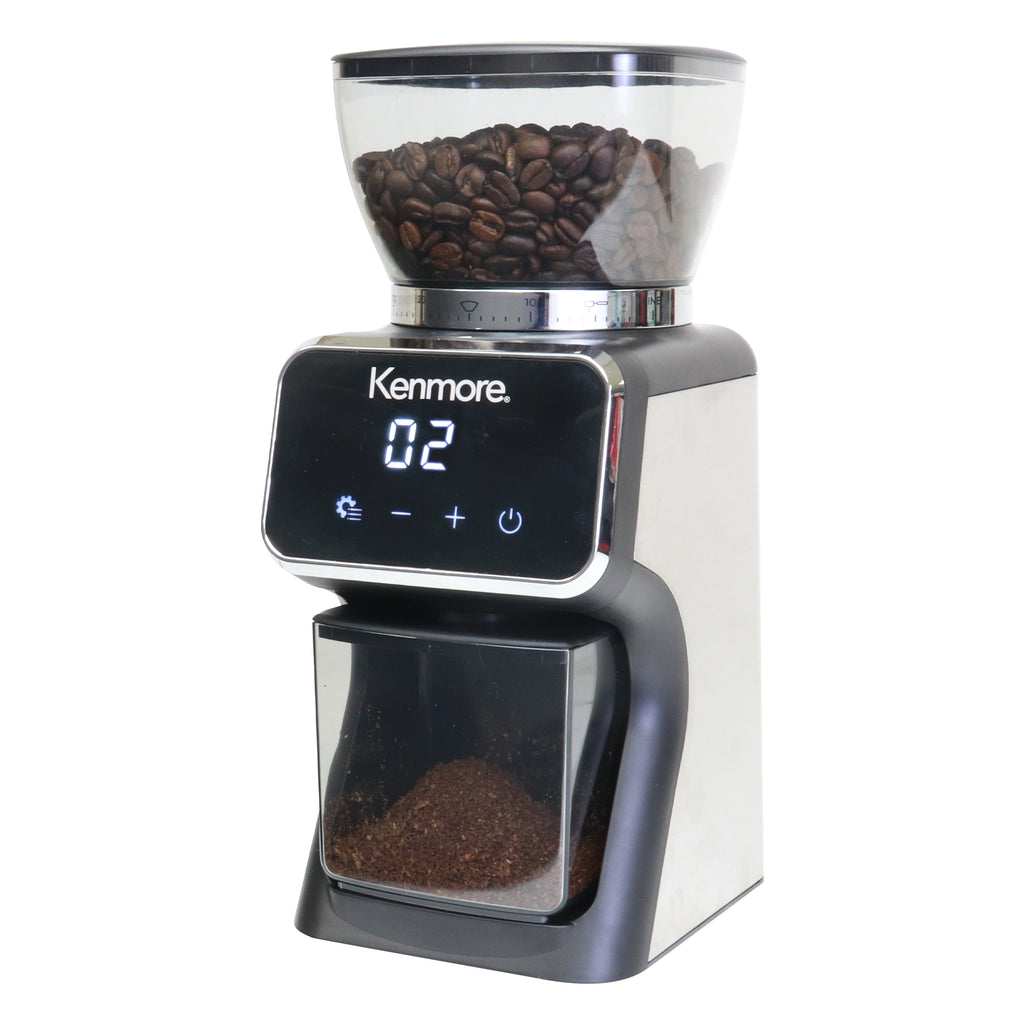 Picture of Kenmore KKCBGDB 120V 130W Conical Burr Coffee Grinder, Silver & Black