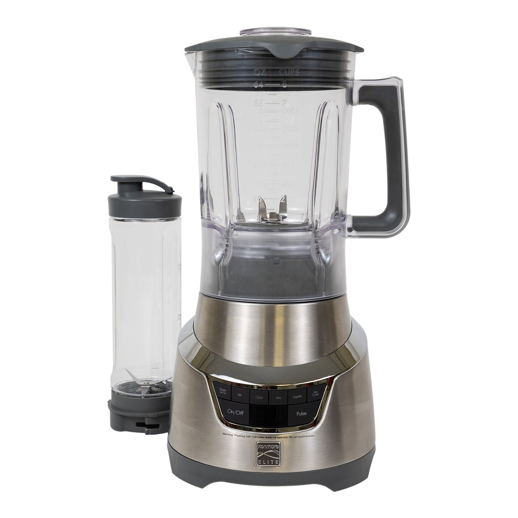 Picture of Kenmore KKEB1.3HSS 120V 1000W Elite 1.3 Gray & Silver Horsepower Blender with Single Serve Cup - Stainless Steel