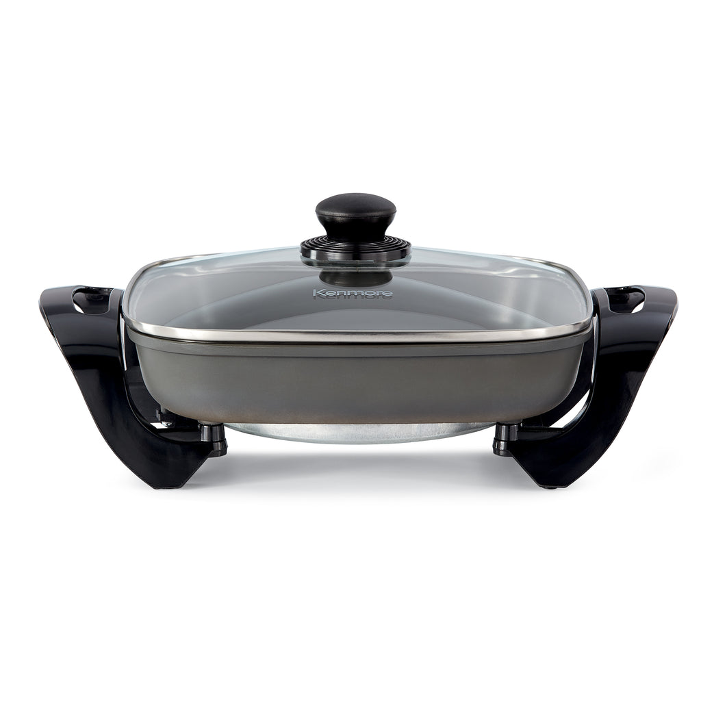 Picture of Kenmore KKSK12Grey 12 in. 120V Non-Stick Electric Skillet with Glass Lid, Gray & Black