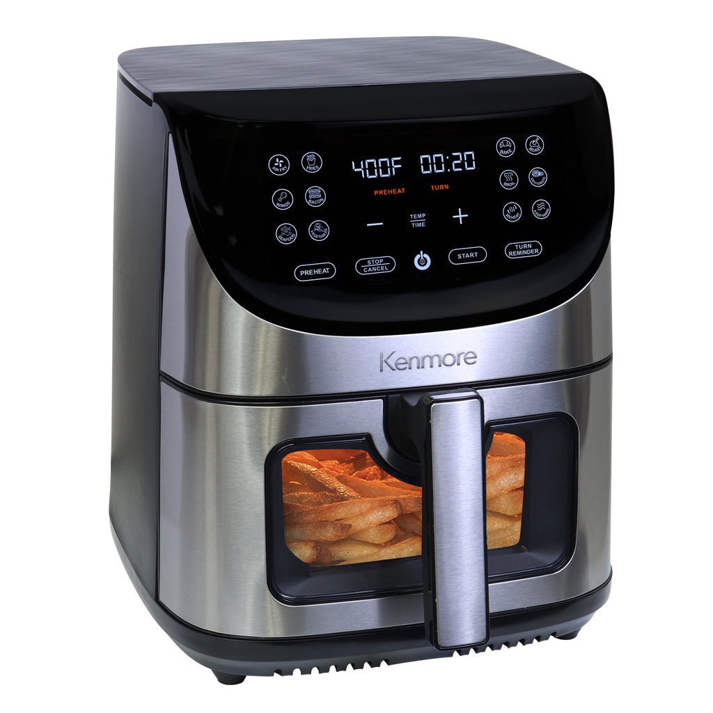 Picture of Kenmore KKAF8Q 8 qt. 12-Cooking Presets Stainless Steel Digital Air Fryer, Black & Silver