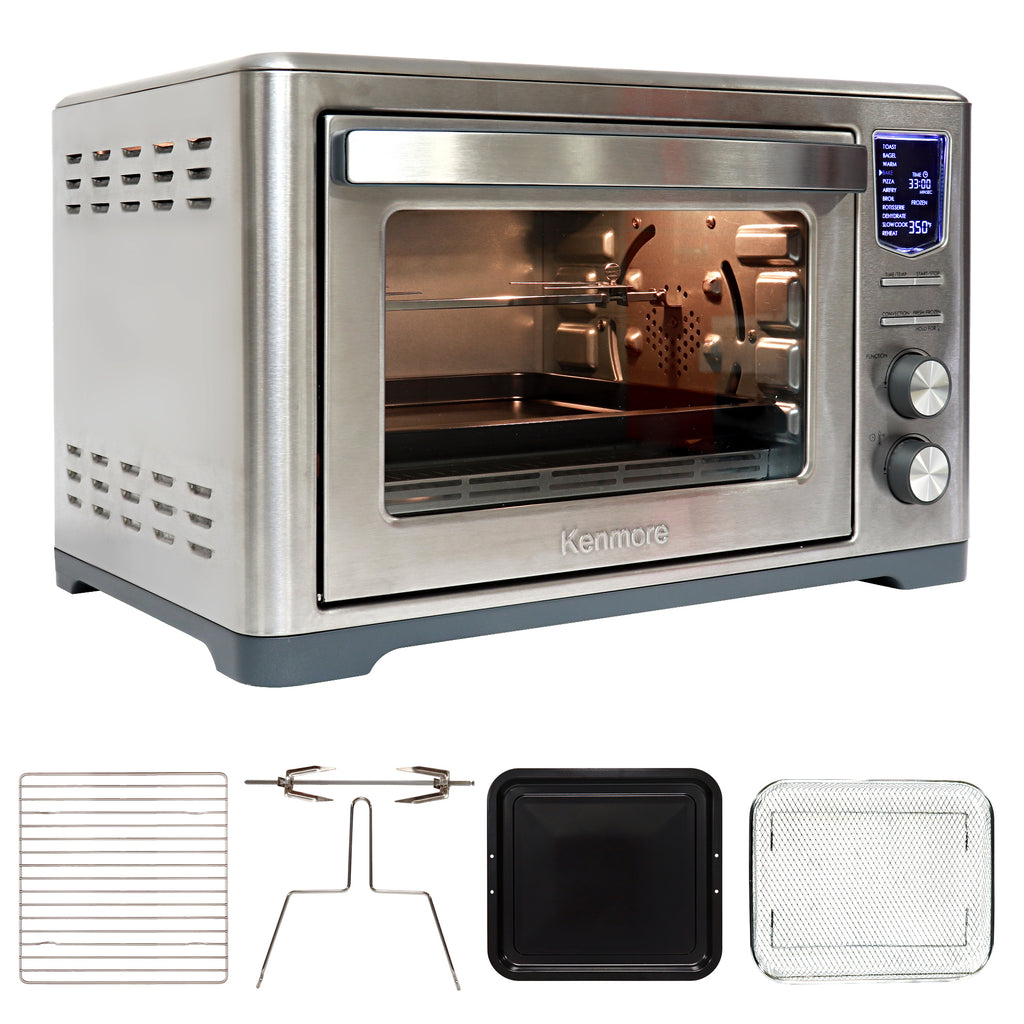 Picture of Kenmore KKTOAF25SS 120V 1700W Air Fryer 25l Stainless Steel French Door Toaster Oven, Silver & Gray