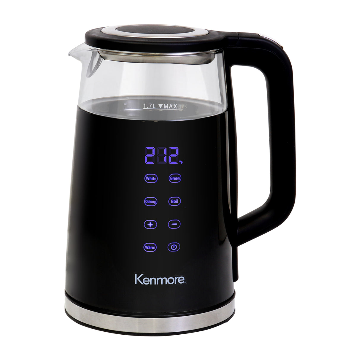 Picture of Kenmore KKTKDB 1.7 L 1.7 Liter 120V Double Wall Glass Digital Touch Screen Kettle, Black