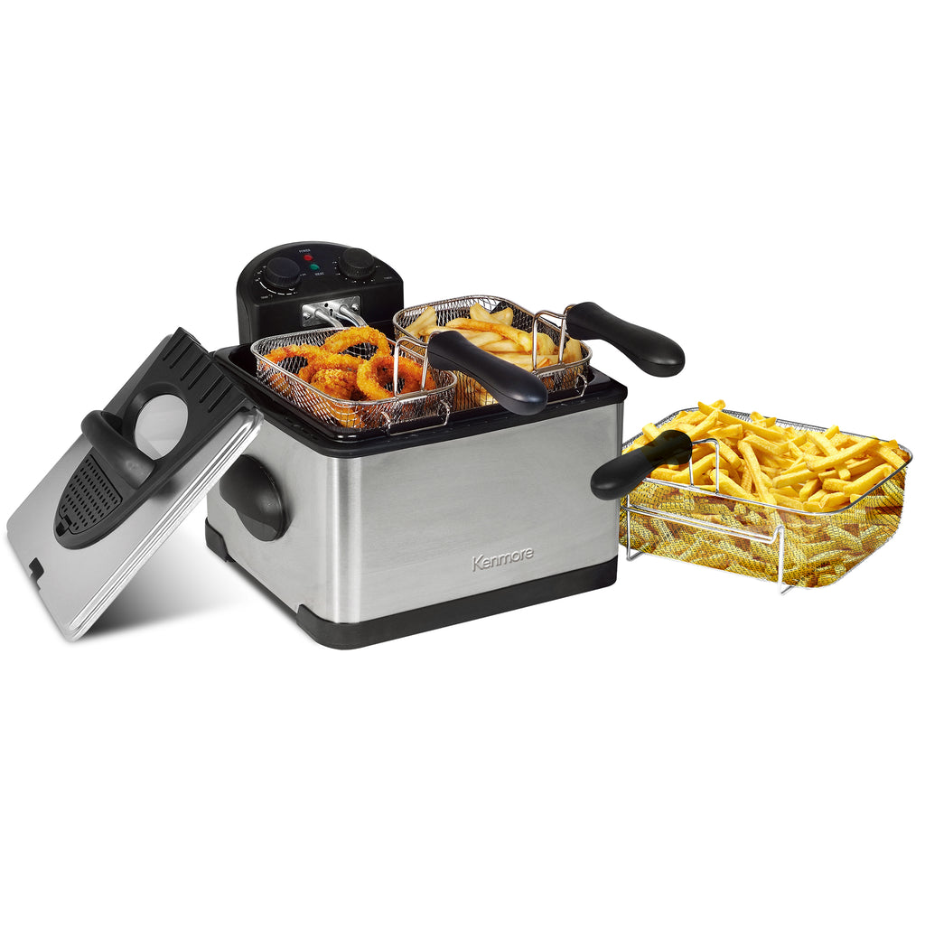 Picture of Kenmore KKDF3B 4 Liter Electric Deep Fryer with Three Baskets, Silver & Black