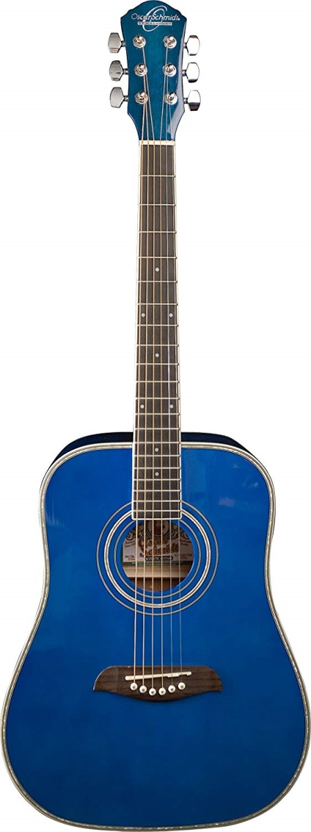 OG1TBL-A-U 0.75 in. Dreadnought Acoustic Guitar, Transparent Blue -  Oscar Schmidt