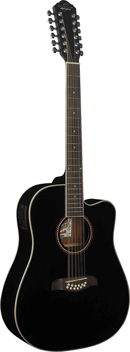 OD312CEB-A-U Dreadnought Electric & Acoustic Guitar, Black with Met-A07 -  Oscar Schmidt