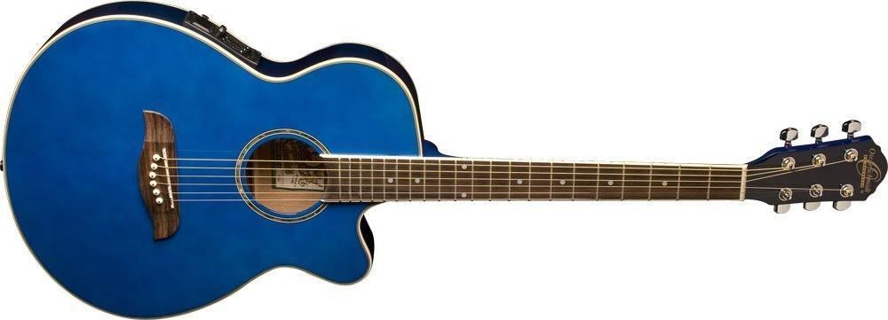OG8CETBL-A-U Folk Size Acoustic Electric Guitar, Transparent Blue -  Oscar Schmidt