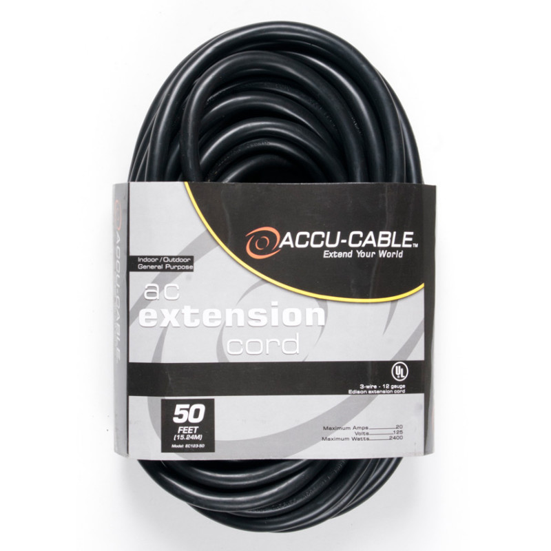 Picture of American DJ EC123-50-U Heavy Duty 12 Gauge 50 Foot Power Extension Cable 3 Prong Plugs
