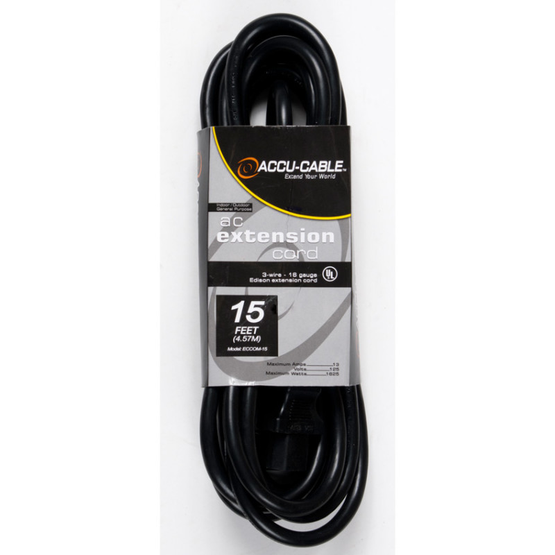 Picture of American DJ ECCOM-15-U 15 ft. IEC Male to Female Cable for Stage Lights