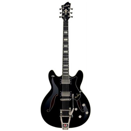 Picture of Hagstrom TREVIDLX-BLK-U Tremar Series Viking Deluxe Semi-Hollow Electric Guitar - 14909 Hj 50 Pickups