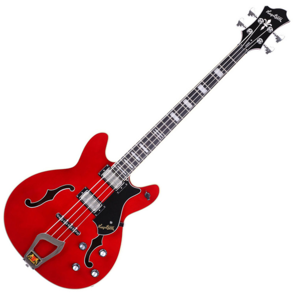 Picture of Hagstrom VIKB-WCT-U Viking Semi-Hollow Cherry Red Electric Bass Guitar - 22204 Hum Pickups