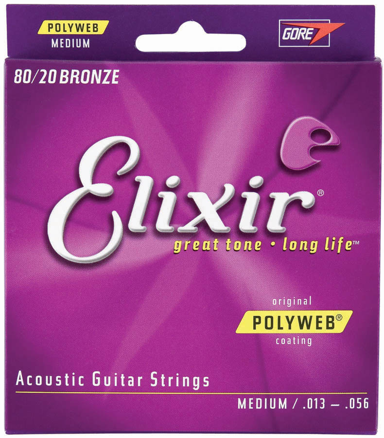 11100-U Polyweb 80-20 Bronze Medium Acoustic Guitar Strings Set -  Elixir