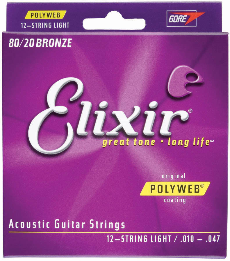 11150-U PolyWeb 80-20 Bronze 12-String Light Acoustic Guitar Strings Set -  Elixir