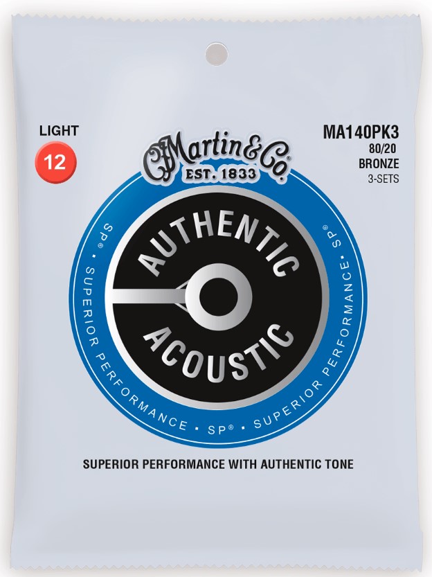 Picture of Martin Strings MA140PK3-U Authentic 80-20 Bronze Light - Pack of 3