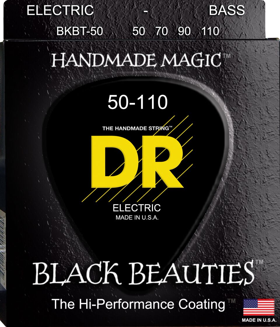 Picture of DR Handmade Strings BKBT-50-U Beauties Coated Bass Guitar Strings for Heavy Tapered&#44; Black - 50-110 Gauge