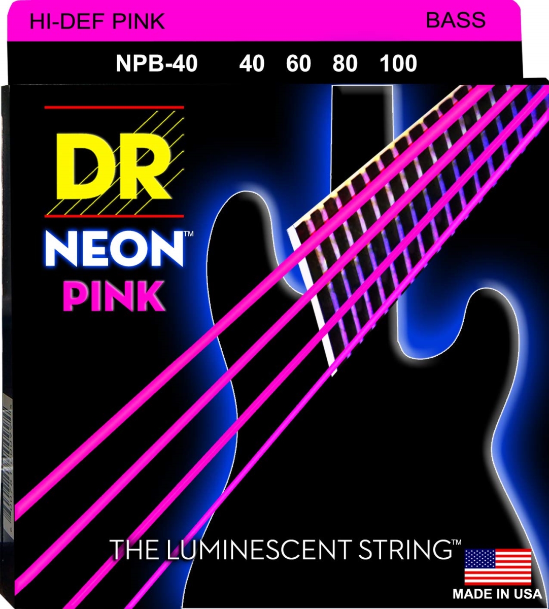 Picture of DR Handmade Strings NPB-40-U Bass String, Neon Pink - 40-100 Gauge