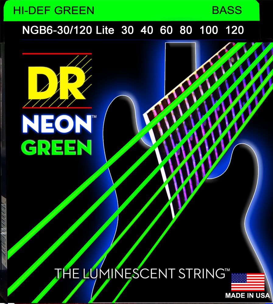 Picture of DR Handmade Strings NGB6-30-U Bass 6 String&#44; Neon Green - 30-125 Gauge