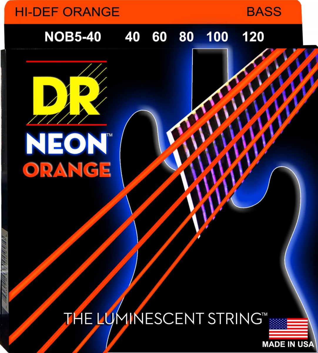 Picture of DR Handmade Strings NOB5-40-U Bass 5 Guitar String&#44; Neon Orange - 40-120 Gauge