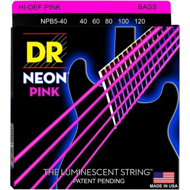 Picture of DR Handmade Strings NPB5-40-U Bass 5 String&#44; Neon Pink - 40-120 Gauge