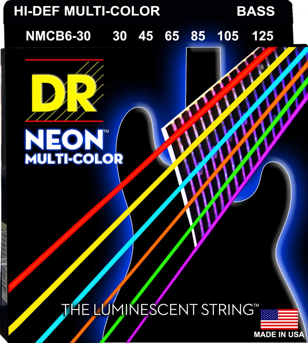 Picture of DR Handmade Strings NMCB6-30-U Bass 6 String, Neon Multicolor - 30-125 Gauge