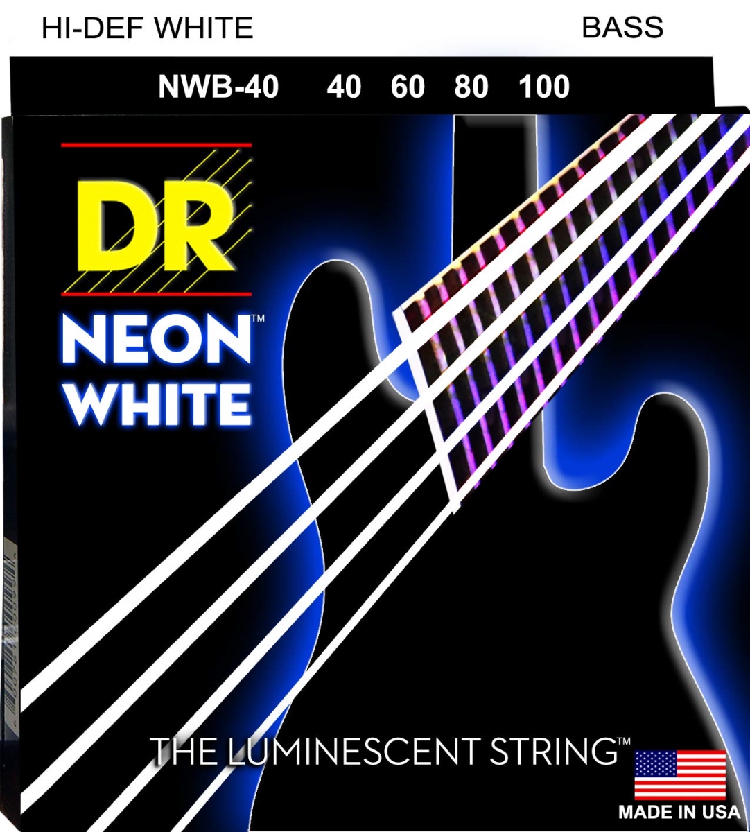 Picture of DR Handmade Strings NWB-40-U Bass Guitar String&#44; Neon White - 40-100 Gauge