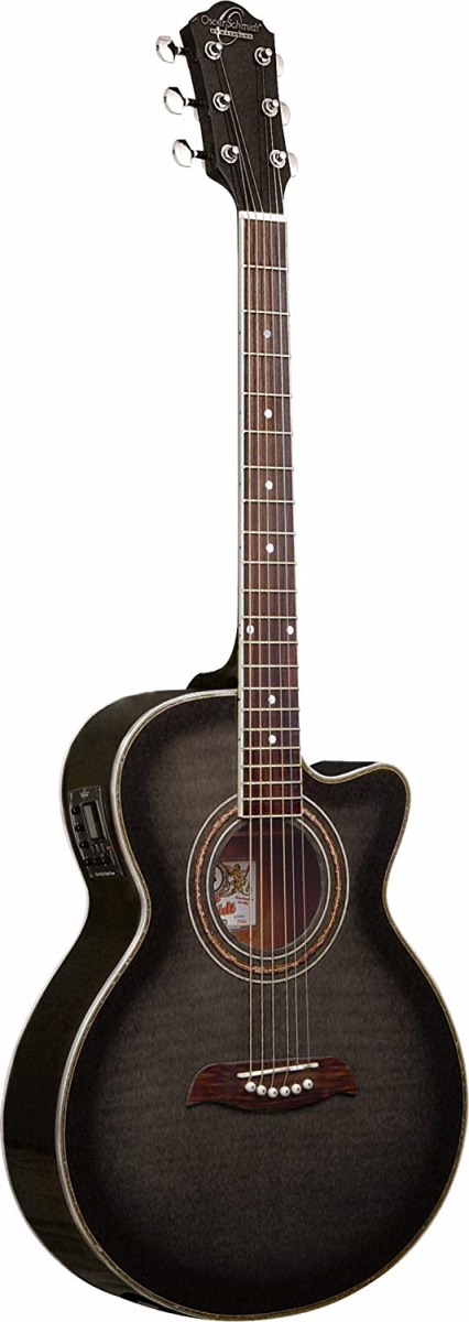 OG10CEFTB-A-U Concert-Size Cutaway Acoustic-Electric Guitar, Flame Transparent Black -  Oscar Schmidt