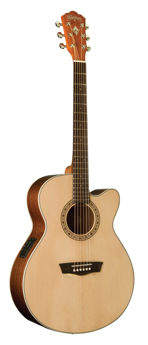 WG7SCE-A-U 1.68 in. Washburn Harvest Grand Auditorium Cutaway Acoustic Guitar, Natural Gloss -  KMC Music
