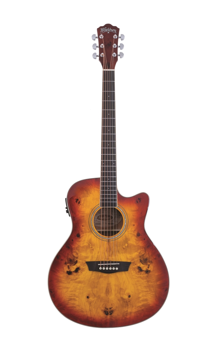 Picture of Washburn DFBACEA-U Deep Forest Burl Grand Auditorium Acoustic Electric Guitar&#44; Amber Fade
