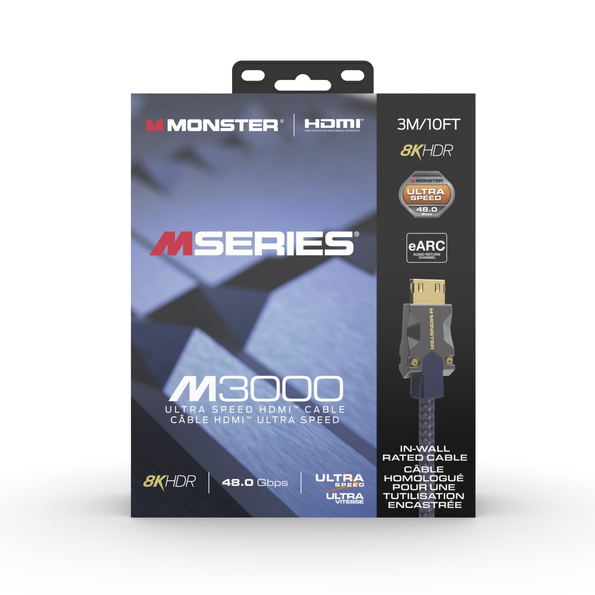 VMM10008-U 3 m M3000 48 Gbps 8K High Speed HDMI 2.1 Cable, Blue -  Monster Cable